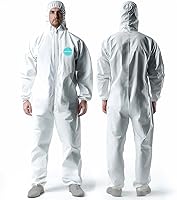 AndesSafety 25 Pack Hazmat Suits - Heavy Duty Disposable Coveralls with Hood, Elastic Wrists & Ankles for Paint & Dust Protection