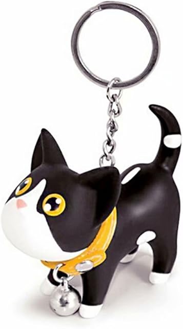JOYJULY Cat Kitten Keyrings Chain Kawaii Adorable Bag Pendant Toy Lovers Kids Key Chains (Black + White)