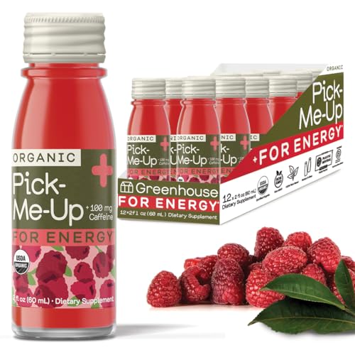 Greenhouse Juice Organic Energy Shot Pick-Me-Up Wellness Shot with Yerba Mate + Green Tea & Caffeine Energy Immunity Shots Vegan & Gluten-Free (2 Oz, Pack of 12)