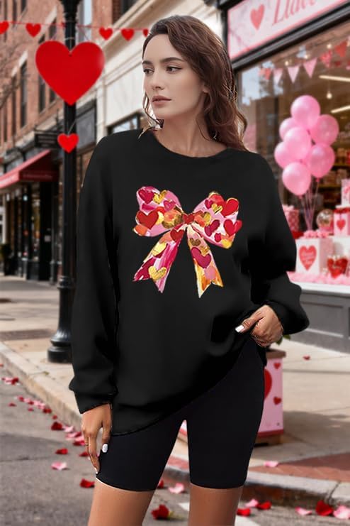 hohololo Valentines Day Sweatshirt Women Valentine Shirts Love Heart Long Sleeve Tops Oversized Crewneck Pullover - Image 6