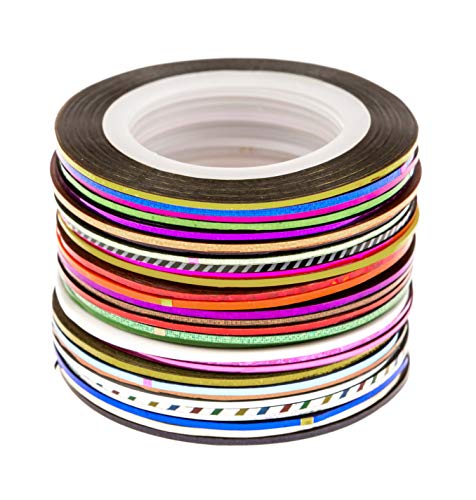 Beaute Galleria 30 Mixed Colors Rolls Striping Tapes Line Adhesive Sticker Nail Art Tips Decorations Manicure