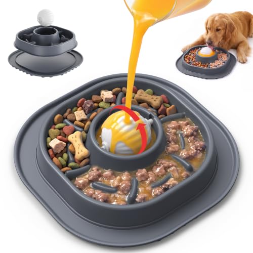 2-in-1 PandaTOP Slow Feeder Dog Bowl w/ Rolling Lick Ball 8.49 + Free Shipping w/ Prime or on 35+ + 50% Off Code E9GZMBS1 - image 1