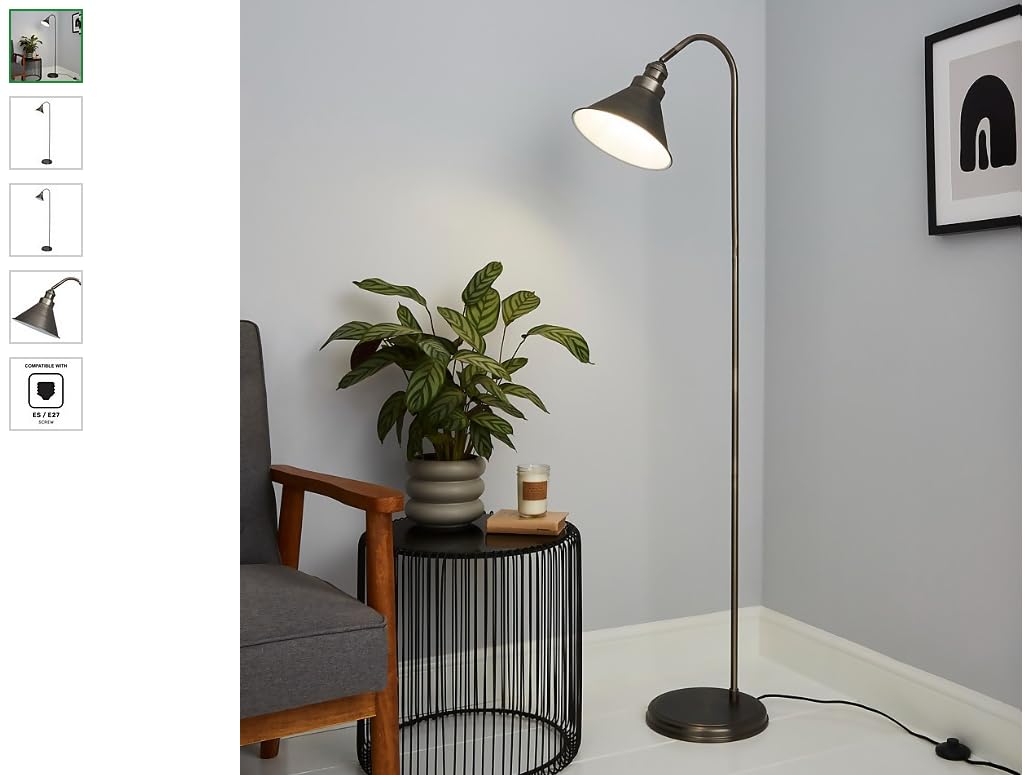 Homebase Pewter Didsbury Floor Lamp