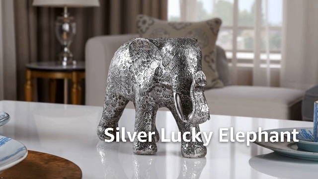 Estatua Elefante Plateada Decoración Moderna 20 cm miniatura 7