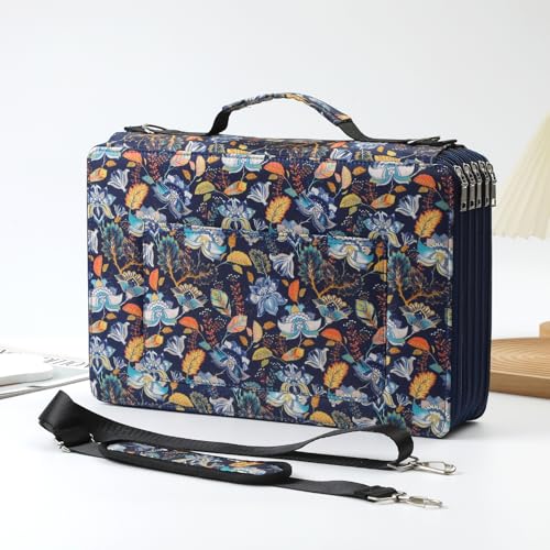 Image of 500 Individual-Slot Colored Pencil Organizer with Zipper - Durable Fabric Art Storage Bag for Painters and Artists