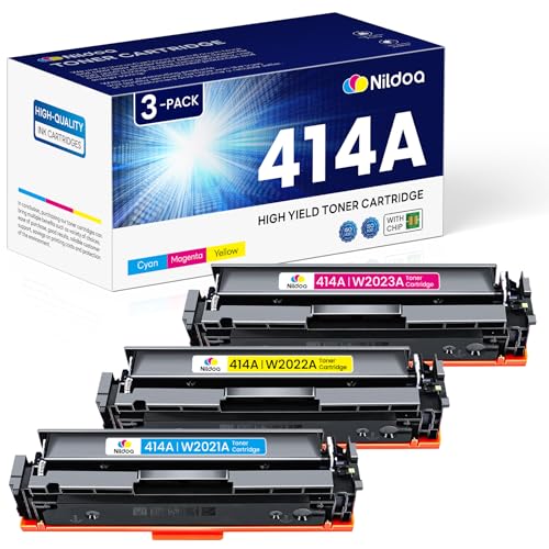 Image of 414A Toner Cartridges 3 Pack with Chip Replacement for HP 414A Cyan Yellow Magenta Color Enterprise M455dn MFP M480f; Color Pro M454dn M454dw MFP M479fdn M479fdw Printer
