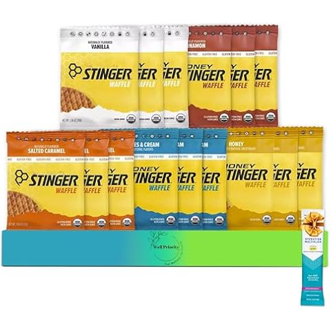 15 Stiinger Organic Honey Waffle Variety Pack - 5 Flavors | Energy Stroopwafel for Exercise, Endurance and Performance | Sports Nutrition for Home & Gym, Pre & During Workout, Travel Essentials | Gifts for Women & Men Cover