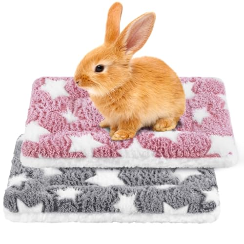 Eilyliafe 2 Pack Rabbit Bunny Bed Soft Guinea Pig Bed Mat Washable Guinea Pig Bunny Pad Reversible Small Animal Bed Cage Liner for Hamster Rat Hedgehog Chinchilla Ferret (1310 Inch)