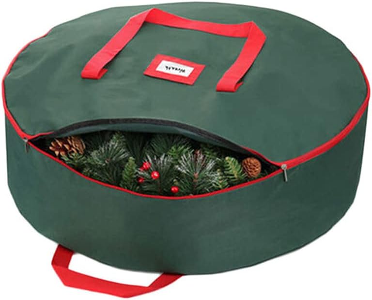 NOBRIM Artificial Wreath Container Holiday Xmas Garland Holder Sturdy Handles Zip Strong Oxford Foldable Christmas Tree Storage Bag 35 in