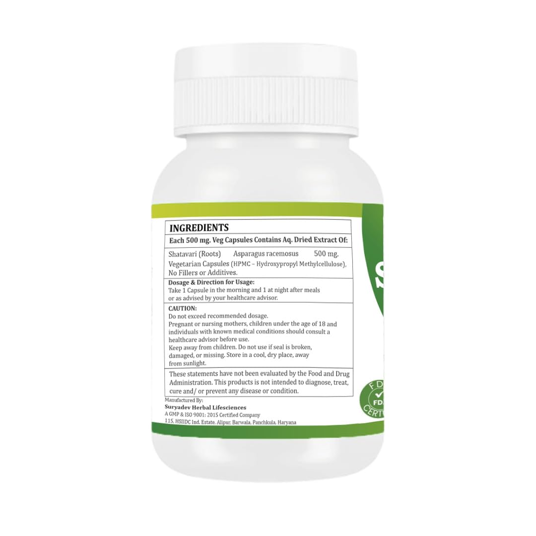 Shatavari (Asparagus racemosus) Kapseln 500mg | 240 Vegane Kapseln | Reines Shatavari Wurzelpulver | 100% Natürlich & Pflanzlich | Ohne Füllstoffe, Zusatzstoffe, Konservierungsmittel