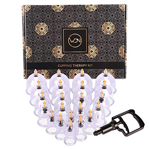 WDN International Cupping Set with Pump with 22 Cups, Hand Pump in an Artistic Decorative Storage Box | Modern Chinese Cupping Therapy Kit for Air Cupping Technique, Improve Health