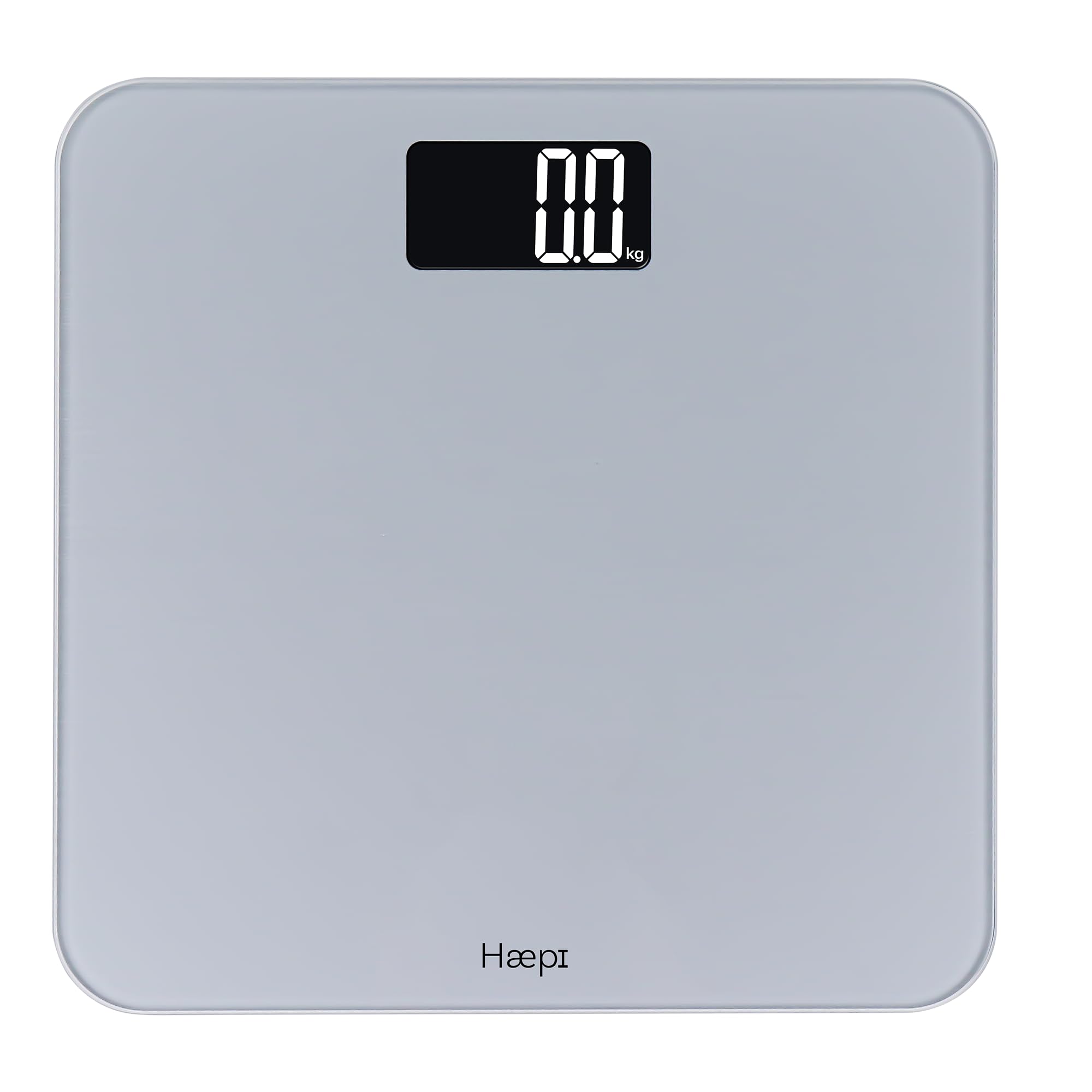 Haepi Digitale Personenwaage mit großer Glasplattform, beleuchtetem Display, präziser Messung & stilvollem Design – Tragkraft bis 180 kg, inklusive Batterien, 15 Jahre Garantie