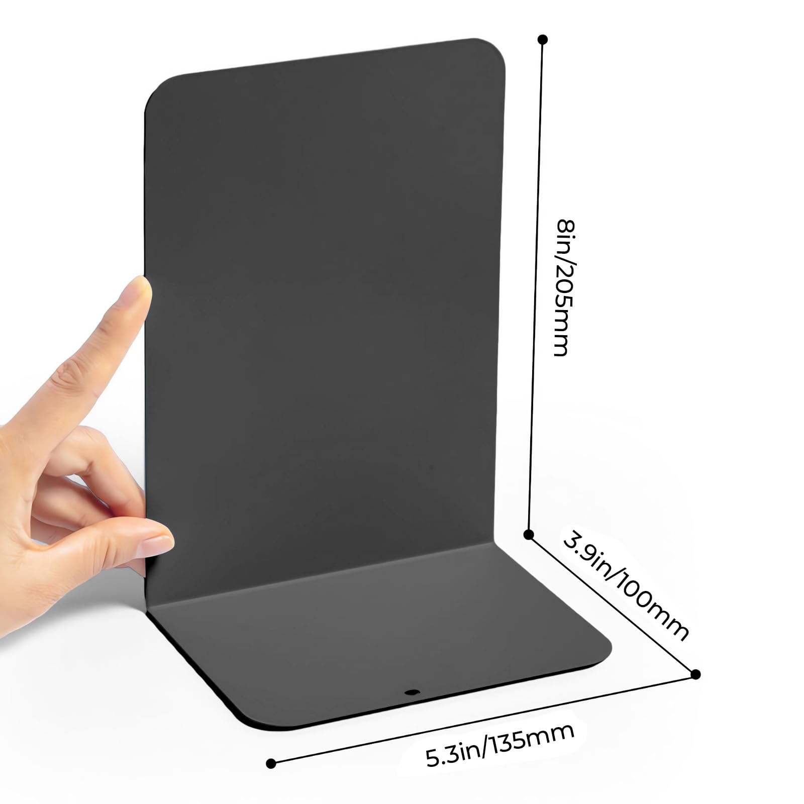M&G Buchstützen 1 Paar, schwarz, große Metall-Buchstützen für Regale, L-Typ-Buchstopper für schwere Bücher, rutschfester Buchständer für Büro, Zuhause, Schulbedarf