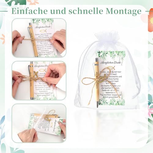 Gastgeschenke Kommunion 20 Sets, Schön Dass Du Da Bist Holz Kugelschreiber Stifte Mit Dankeskarte, Holz Fische, Organzabeutel, Dankeschön Taufe Konfirmation Hochzeit Jugendweihe Gast Geschenke