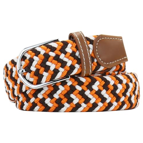 Image of Multicolored Elastic Woven Golf Belts Casual Braided Stretch Belt for Men and Women