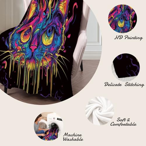 Couverture en flanelle chat bleu violet 150x200cm pour canapé - 7
