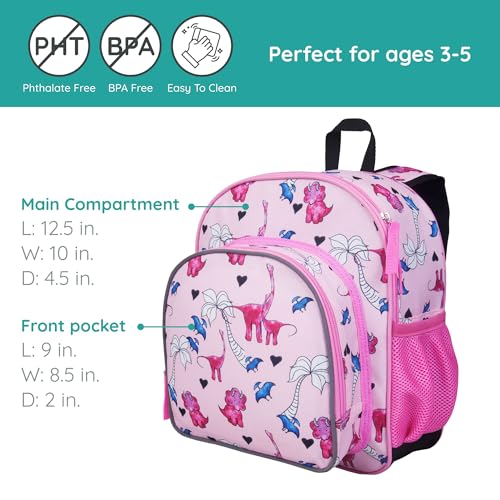 Image of Wildkin JumpOff Jo 12-inch Kids Backpack - Lightweight, Durable Toddler Bag - Pink Dino