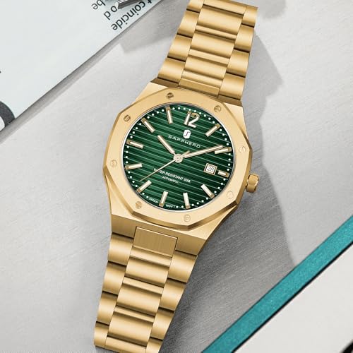 Image of BY BENYAR SAPPHERO Watches for Men 100M Waterproof Chronograph Mens Watch Analog Quartz Movement Wrist Watch Stainless Steel&Leather Strap