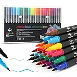 Mitoymia 24 Dual Tip Colouring pens,Colouring Books for Felt Tips for Adults and kids or children, coloured drawing brush pens art pens Set markers
