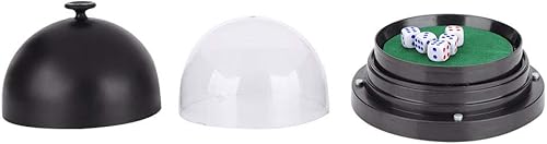 Bnineteenteam Rodillo automático de dados, cubierta de dados de plástico transparente, para bar, bar, antitrampa, negro, con 5 dados de ajedrez,