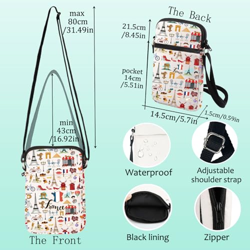 LEVLO France Cross Body Bag French Souvenir Gift Paris Landmarks Shoulder BagFrance Holiday Sling Bag For Women2