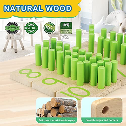 Dinorun Montessori Toys, Peg Board Toddler Toys, Counting Wooden Toys With 57 Pegs, Math Manipulatives, Montessori Toys For 3 Year Old & Kindergarten Learning Activities #TOP3