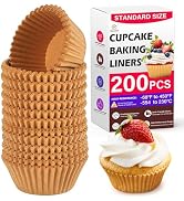 Standard Natural Cupcake Liners, 200pcs Greaseproof Parchment Muffin Liners, Food-grade Baking Cu...