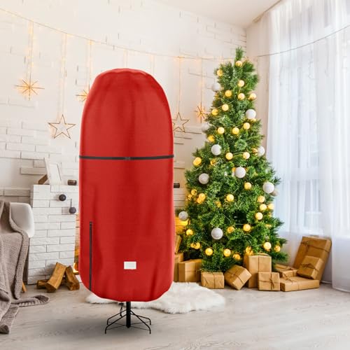 Upright Christmas Tree Storage Cover - Tear Resistant Adjustable 7.5 FT Xmas Bag for Artificial Standing Tree With Ornaments, Dustproof Fabric Cover by Riuog - Image 5