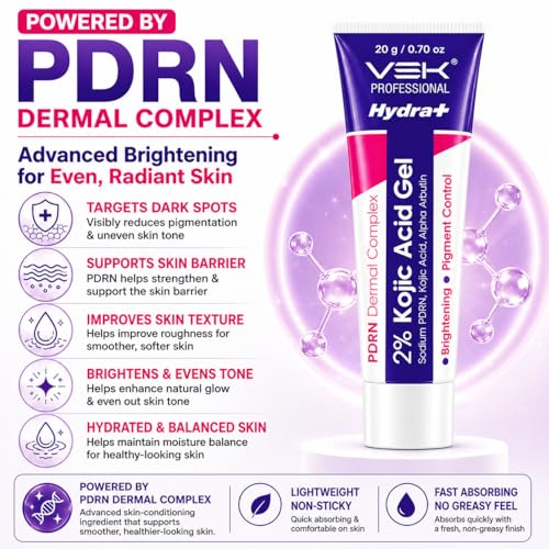 Image of VSK Professional Hydrate 2% Kojic Acid Face Serum in Gel with PDRN Dermal Complex, Glow Sunscreen & Tinted Sunscreen SPF 50+ | Alpha Arbutin Brightening Treatment for Dark Spots, Melasma & Uneven Skin Tone | Lightweight Non-Greasy Daily Use Combo |4 Tubes 20g each