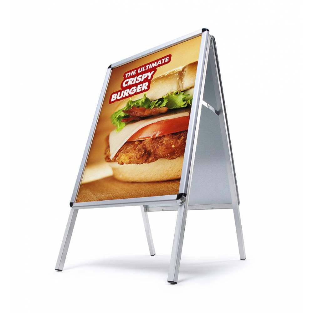 A1 Kundenstopper OUTDOOR wetterfest außen | verzinkte Metallrückwand, 32mm Profile | Werbeaufsteller Gehwegaufsteller Plakatständer Kundenstopper A1 wetterfest | Schutzfolien doppelseitig