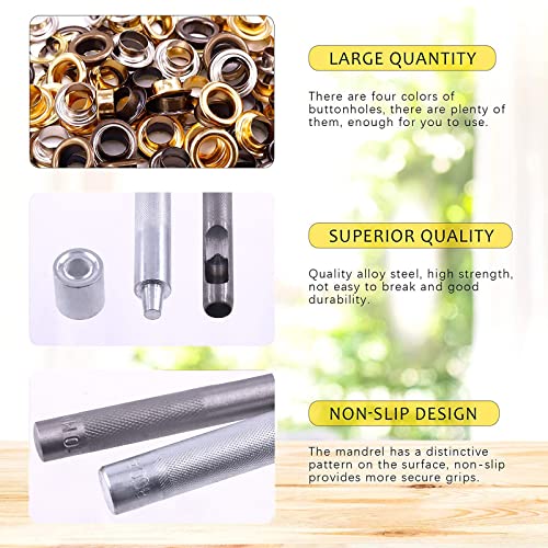 Swpeet 243Pcs - 120Sets 2/5" (10Mm) Hole Thicken Grommets 4 Colors Metal Grommets Eyelets Grommets With Washers And 3Pcs Setting Instal Tool Metal Eyelets Kit For Repairing Canvas, Leather #TOP3