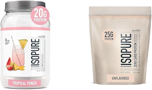 Isopure Proteína en polvo, proteína aislada de suero transparente, mezcla de bebida de recuperación después del entrenamiento y proteína sin sabor,