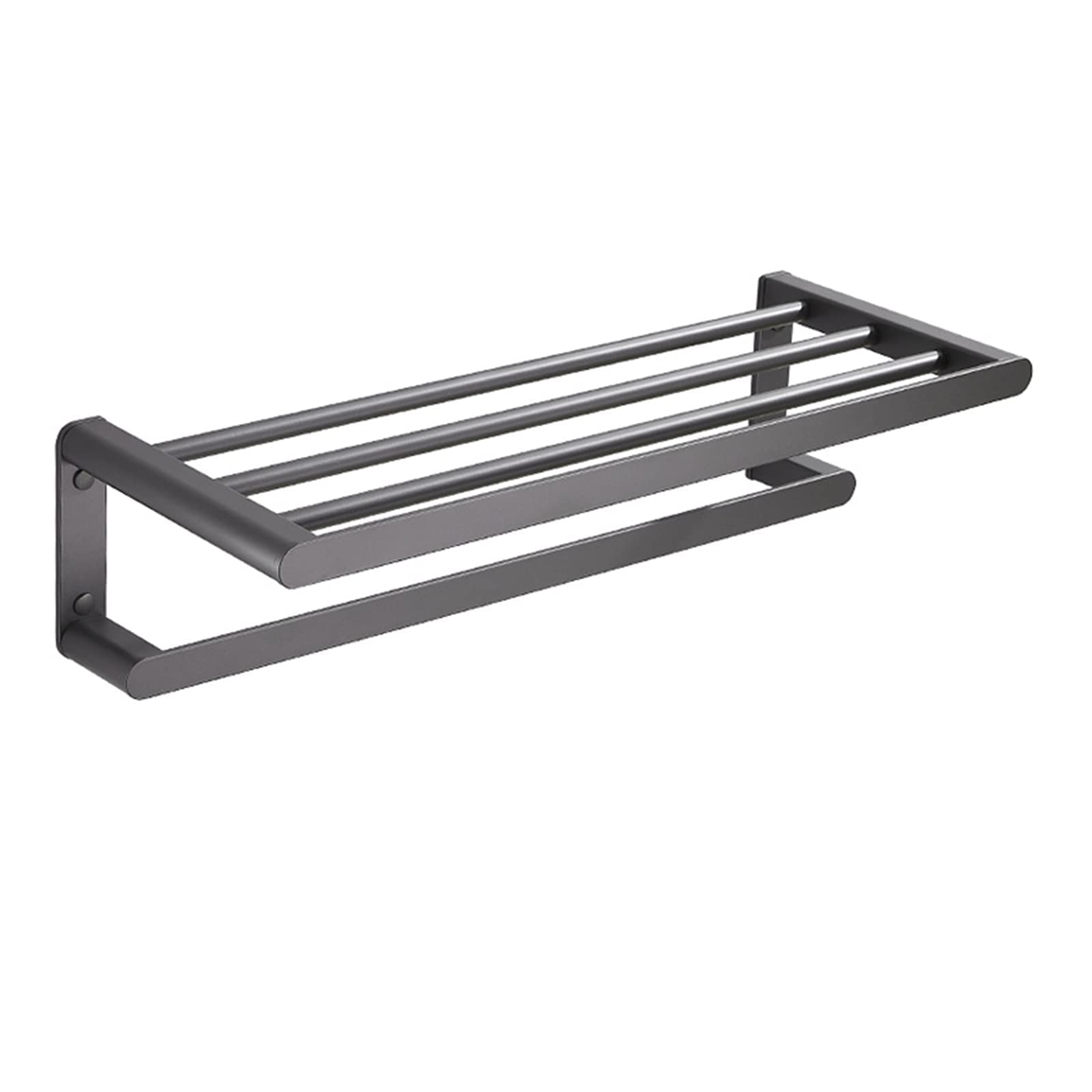 Towel Shelf Wall Mounted Towel Rack with 1 Towel Bar Bathroom Storage Organizer Shelf Aluminum Gray Finish /60cm (50cm)