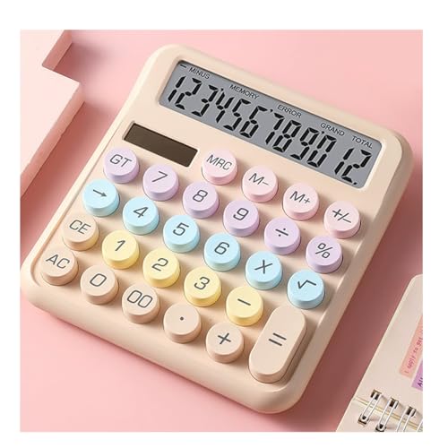 Yurika電卓12桁 かわいい卓上電卓 おしゃれ 大型LCDディスプレイ 大きい文字 ボタン計算機 ソーラーパネル搭載 人間工学設計 見やすい 小型 滑り止め 家庭 学校 商売 オフィス用 文房具用品 (ミルクティー)