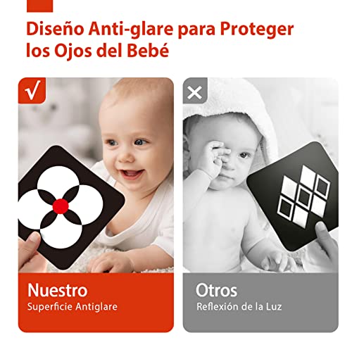 hahaland Flashcards Brinquedos para Bebê 0 3 6 Meses, 20 Peças 40 Imagens Cartões de Alto Contraste em Preto e Branco, Cartões de Estimulação Visual Presente Educativo para Bebês 0-6 Meses
