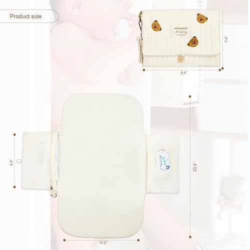 Miniatura 2 de Cambiador de pañales portátil, con, para recién nacido niña y niño con bolsillo de toallitas inteligentes, fácil de limpiar, impermeable, suave,