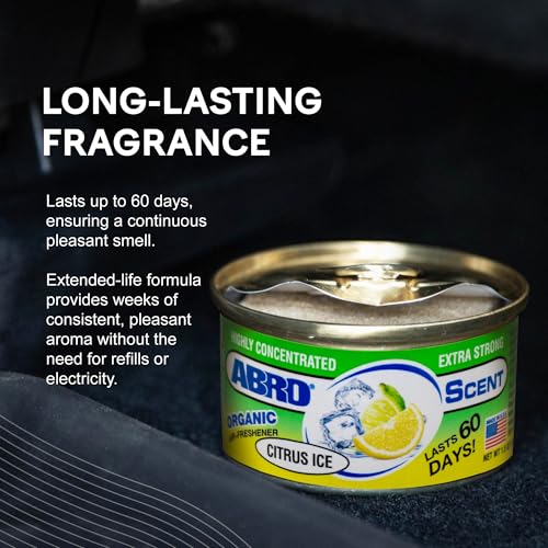 Image of ABRO Car Air Fresheners: Canned, Spill Proof Airfreshener for Home, Office, or Car Accessories Interior, Lasts Up to 60 Days - 3 Pack Citrus Scent