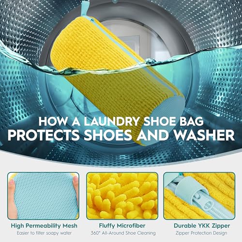6PCS Shoe Washing Machine Bag Set - Sneaker Protector Bag for Washing Machine with Secure Zipper, 360° Non-Scratch Cleaning & Tumble Dryer Safe, Shoe Cleaning Bag for All Shoes - Image 4