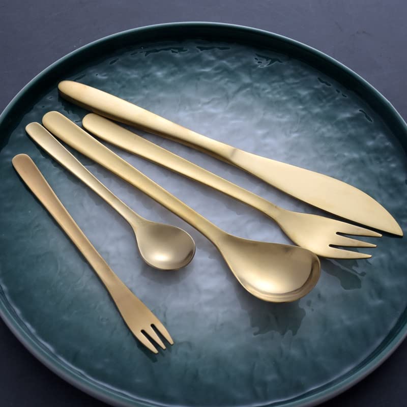 ONUIFIKE Silverware Set, 3/12/18/24/30/36 Pcs 304 Stainless Steel Creative Household Steak Knife, Fork And Spoon Japanese Retro Gold Tableware, Home Cutlery Flatware Set(12 Piece set for 4)