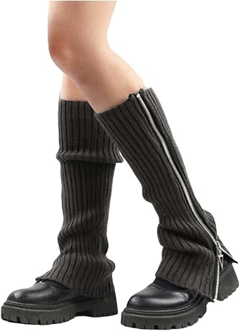 Grunge Leg Warmers Socks Fairy Grunge Cloth Socks High Knee Long Boot Knit Stack Zipper Socks for Women Girls Y2K