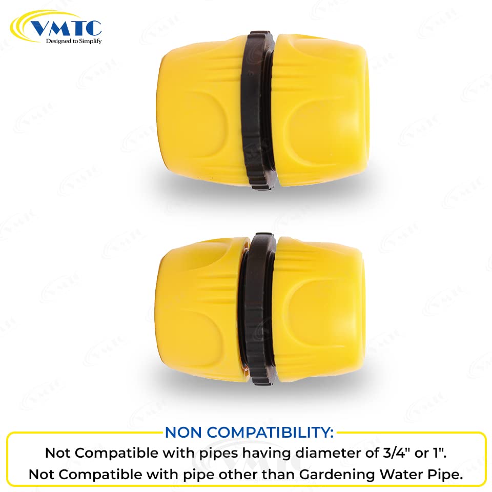 Image of VMTC Garden Pipe Connectors Set (1 /2 inch): 2-Piece Kit for Secure, Leak-Free & Effortless Connection