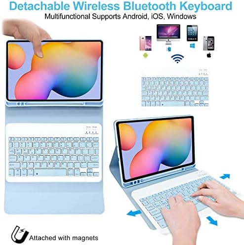 Keyboard Case for Tab S6 Lite, Lachesis Slim Smart Leather Case Built in Pencil Holder with Detachable Bluetooth Keyboard(QWERTY) for Samsung Galaxy Tab S6 Lite 10.4 2022/2020(SM-P613/P619/P610/P615)