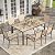 Ahomly Patio Table and Chairs Set for 6, Outdoor Dining Set Includes 59.5" Rectangle Patio Table with Side Umbrella Hole and 6 Textilene Fabric Patio Chairs for Backyard, Courtyard, Poolside, Brown