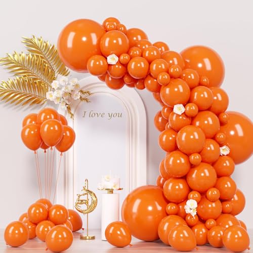 Image of Orange Balloons Arch Kit,130pcs Light Orange Balloons,18 12 10 5 Inch Pastel Orange Latex Balloons Garland for Birthday Graduation Baby Shower Halloween Christmas Wedding Party Decorations