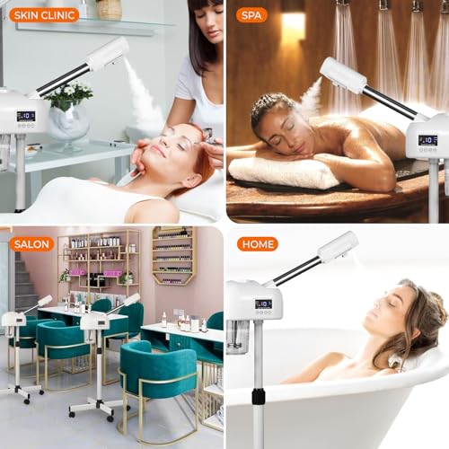 Image of Professional Facial Steamer for Estheticians, Hot Mist & Timer Function, Vaporizador Facial Professional Steamer On Wheels for Home Use & Spa Salon Skin Cleasning