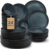 Twinzee 24 Vaisselle et Arts de la Table Granite - Compatible Micro-onde - Assiettes Servi...