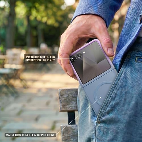 Image of amazon basics Gradient Mag-Safe Case for Samsung Galaxy Z Flip 7 5G | Soft Silicone Shockproof Cover with Camera Protection | Slim Lightweight Design | Smooth Touch & Durable - Purple & Gray