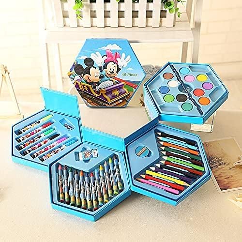 Image of Deluxe Drawing and Painting Art Set of 46 Colours - Crayon Color Set for Kids, Case Art & Craft Supplies, Great Return Gift