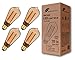 Produktbild greenandco 4x Vintage Design LED Birne zur Stimmungsbeleuchtung | E27 ST64 | gold | 4W 200lm | 1800K extra warmweiß | 320° | 230V | flimmerfrei | nicht dimmbar | Edison Glühbirne