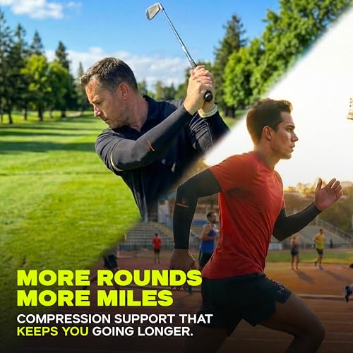 Image of ARMORAY Arm Sleeves for Men or Women - Compression Warmers to Cover Tattoo - for Basketball Golf Running Football Cycling or Sun Protection